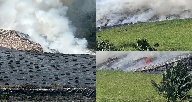 Le centre d’enfouissement de Mare-Chicose en feu